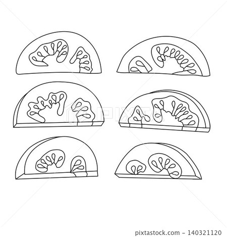 A set of tomato slices in doodle style. A set of tomato slices in doodle style. 140321120