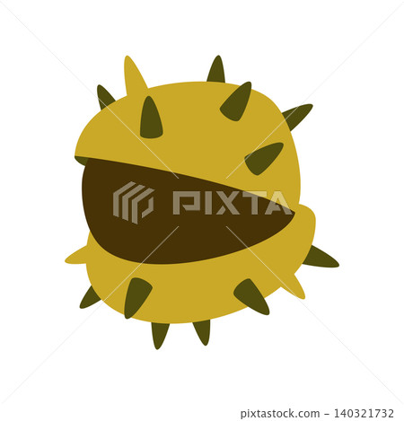 Autumn Chestnut Vector Illustration Flat Geometric Opening Forest Seed Isolated Autumn Chestnut Vector Illustration Flat Geometric Opening Forest Seed Isolated 140321732
