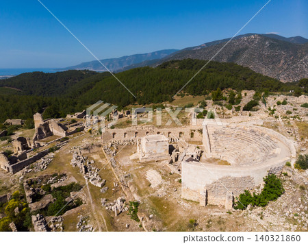 Drone photo of ruins of ancient city Rhodiapolis Drone photo of ruins of ancient city Rhodiapolis 140321860
