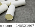 Toilet paper rolls placed haphazardly 140321907