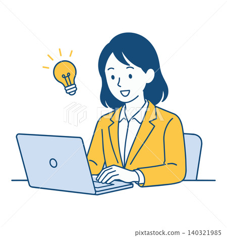 一位女士想到一個主意,便開始在電腦上動手。 一位女士想到一個主意,便開始在電腦上動手。 140321985