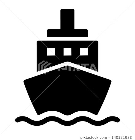 Cargo ship silhouette icon Cargo ship silhouette icon 140321988