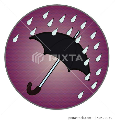 圓形背景的雨傘和雨傘插圖 圓形背景的雨傘和雨傘插圖 140322059