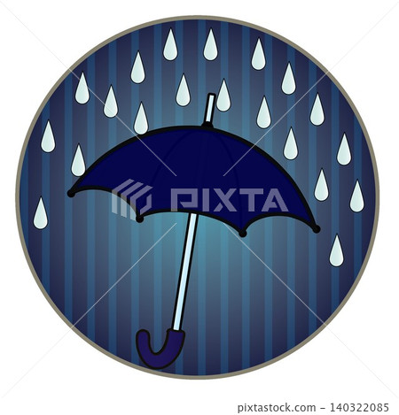 圓形背景的雨傘和雨傘插圖 圓形背景的雨傘和雨傘插圖 140322085