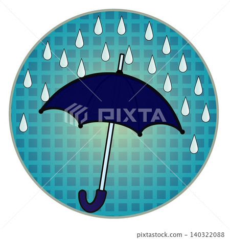圓形背景的雨傘和雨傘插圖 圓形背景的雨傘和雨傘插圖 140322088