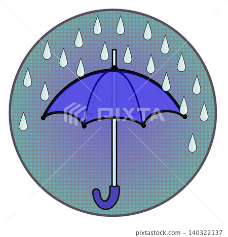 Illustration of rain and umbrellas with a circular background Illustration of rain and umbrellas with a circular background 140322137