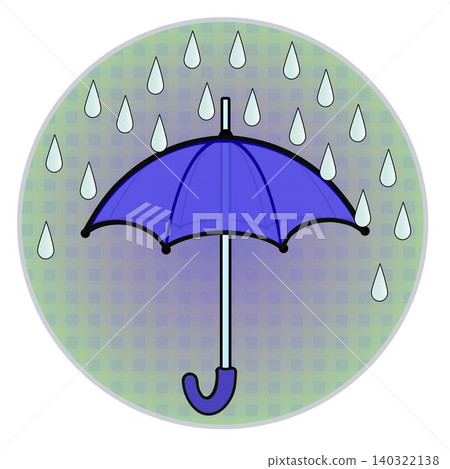 Illustration of rain and umbrellas with a circular background Illustration of rain and umbrellas with a circular background 140322138
