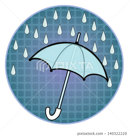 Illustration of rain and umbrellas with a circular background Illustration of rain and umbrellas with a circular background 140322220