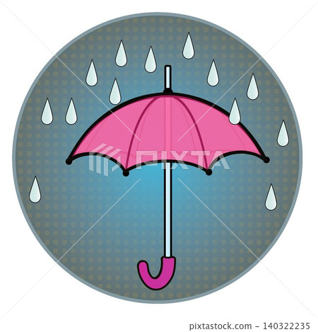 圓形背景的雨傘和雨傘插圖 140322235