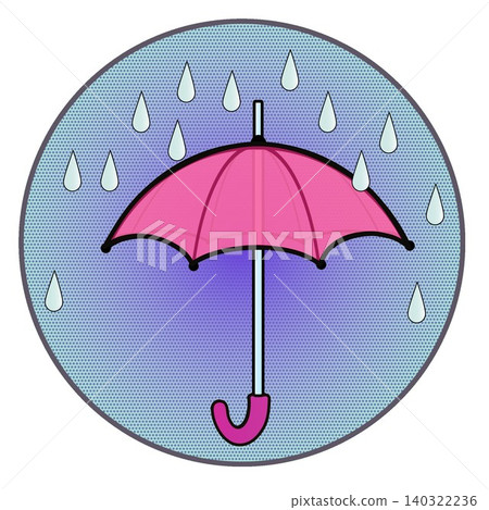 圓形背景的雨傘和雨傘插圖 140322236