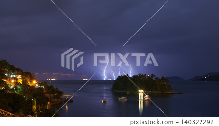 Thunderstorm, sea and land with bad weather, nature and raining with storm and New York city. Clouds, climate change or ocean with lightning or night with warning or island with winter, dark or water Thunderstorm, sea and land with bad weather, nature and raining with storm and New York city. Clouds, climate change or ocean with lightning or night with warning or island with winter, dark or water 140322292