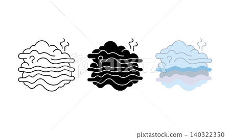 Fog cloud weather icon set outline silhouette and color vector isolated on white background Fog cloud weather icon set outline silhouette and color vector isolated on white background 140322350