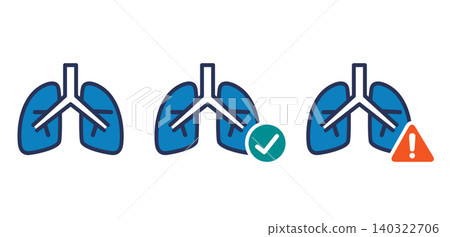 Lung icon set (normal, healthy, warning) 140322706