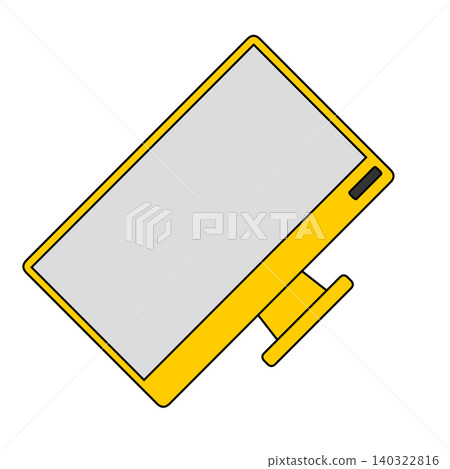 Yellow desktop monitor icon illustration, simple flat design, thick lines, transparent background. Yellow desktop monitor icon illustration, simple flat design, thick lines, transparent background. 140322816