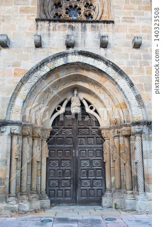 Main entrance to church of Santa Maria de la Oliva at Villaviciosa, Asturias, Spain. Main entrance to church of Santa Maria de la Oliva at Villaviciosa, Asturias, Spain. 140323508