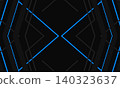 Vector black abstract background with blue and grey geometric shapes and lines. 140323637