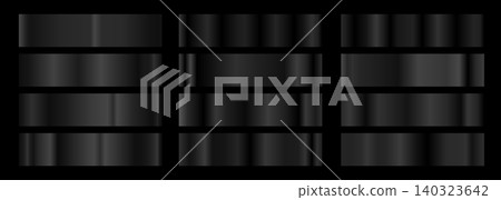 A set of black metallic gradients. Vector collection of black metal swatch palette A set of black metallic gradients. Vector collection of black metal swatch palette 140323642