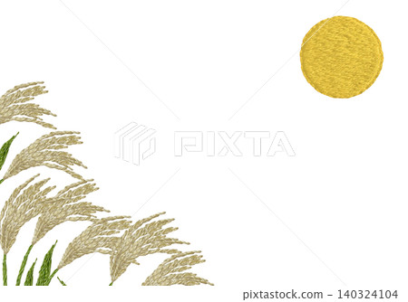 [Pampas Grass and Moon Horizontal Frame] Hand Embroidery Illustration Material 140324104