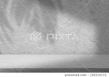 Minimalist Concrete Wall Backdrop with Soft Tropical Leaf Shadow, Clean Grey Textured Surface for Modern Interior Design and Product Presentation Minimalist Concrete Wall Backdrop with Soft Tropical Leaf Shadow, Clean Grey Textured Surface for Modern Interior Design and Product Presentation 140324172