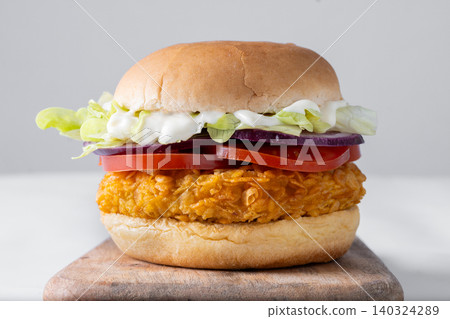 Closeup of crispy chicken burger 140324289