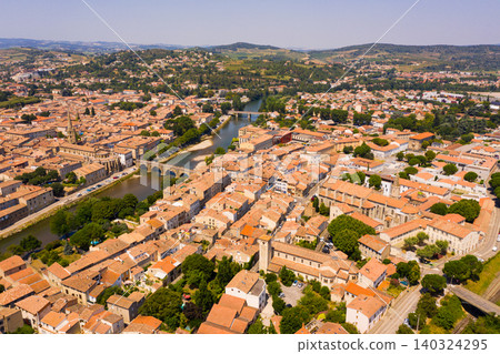 View from drone of french commune Limoux View from drone of french commune Limoux 140324295