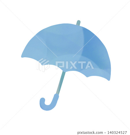 A gentle, hand-drawn watercolor-style illustration of a rain umbrella (blue). A gentle, hand-drawn watercolor-style illustration of a rain umbrella (blue). 140324527