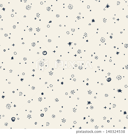 All Over Celestial Star Seamless Pattern with Hand Drawn Folk Motifs 140324538