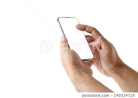 Hands Using Smartphone Mockup with Blank Screen Isolated on white Background Hands Using Smartphone Mockup with Blank Screen Isolated on white Background 140324729