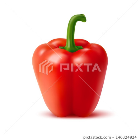 Realistic ripe raw bell pepper vegetable 3d Realistic ripe raw bell pepper vegetable 3d 140324924