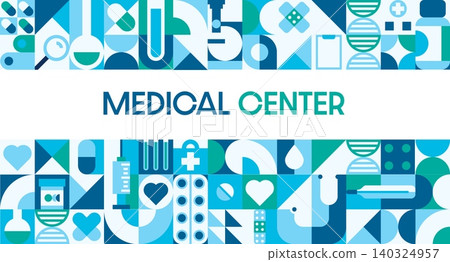 Medical care center poster with geometric pattern 140324957
