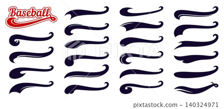 Retro sport swoosh and swash tail ribbons set 140324971