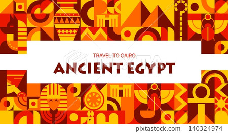 Ancient Egypt travel poster with geometric pattern Ancient Egypt travel poster with geometric pattern 140324974