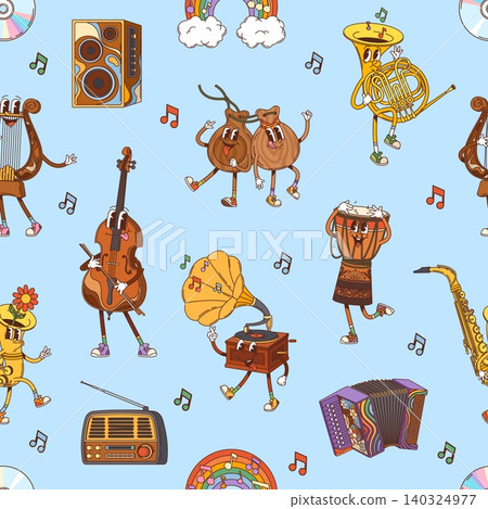 Groovy musical instruments seamless pattern Groovy musical instruments seamless pattern 140324977