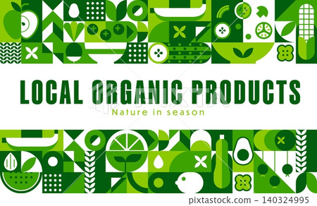 Organic farm food banner with geometric pattern 140324995