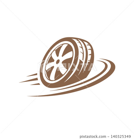 Racing tire icon in brown vector style for sports and automotive design Racing tire icon in brown vector style for sports and automotive design 140325349
