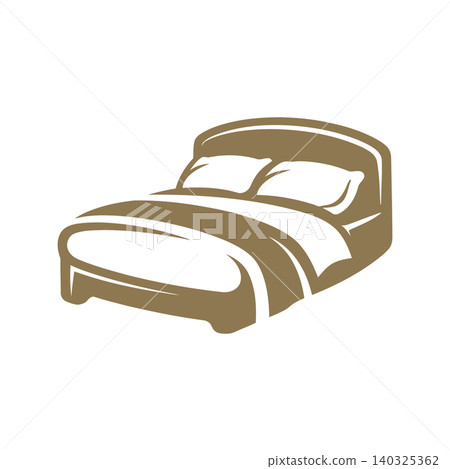 Bed in minimalist flat vector style for home decor and interior design Bed in minimalist flat vector style for home decor and interior design 140325362