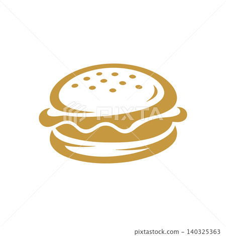 Burger icon in minimalist flat vector style for food branding and packaging Burger icon in minimalist flat vector style for food branding and packaging 140325363