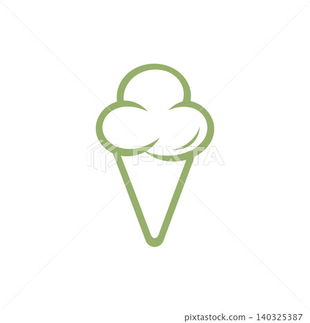 Ice cream cone line art icon in minimalist green vector style for food branding Ice cream cone line art icon in minimalist green vector style for food branding 140325387