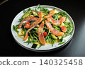 Salad with salted salmon and arugula 140325458