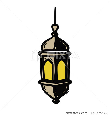 Hanging lantern in doodle style for Ramadan decoration and greeting cards 140325522