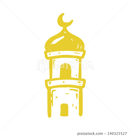 Golden mosque tower doodle illustration for editorial and design Golden mosque tower doodle illustration for editorial and design 140325527