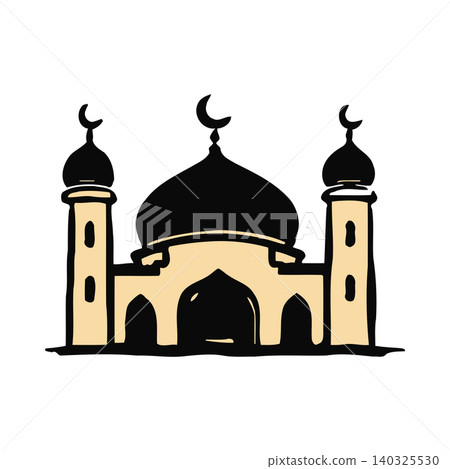 Mosque building flat vector illustration for cultural and religious symbol Mosque building flat vector illustration for cultural and religious symbol 140325530