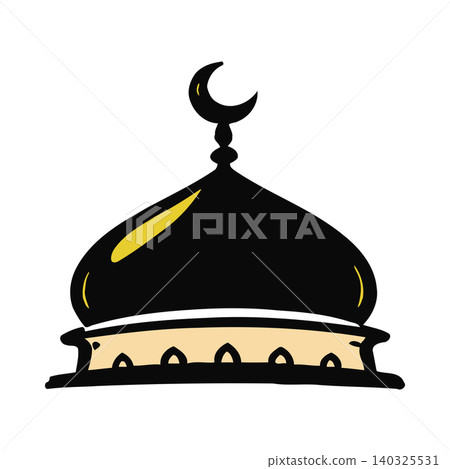 Mosque dome illustration in simple vector style for religious or cultural design Mosque dome illustration in simple vector style for religious or cultural design 140325531