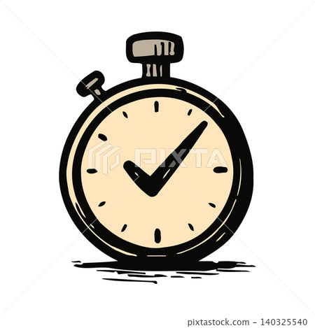 Stopwatch illustration in bold line art style for sports and fitness design 140325540