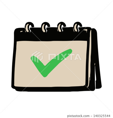 Calendar icon with green checkmark in simple flat vector style for office organization and planning Calendar icon with green checkmark in simple flat vector style for office organization and planning 140325544