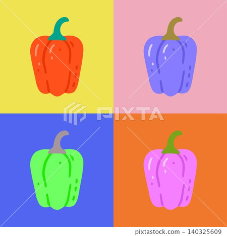 Bell pepper colorful flat illustration pattern for textile print and fabric design Bell pepper colorful flat illustration pattern for textile print and fabric design 140325609