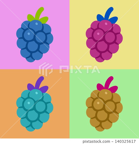 Colorful blackberry illustrations in flat vector style for food and fruit branding 140325617