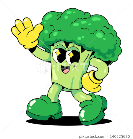 Broccoli mascot in cartoon vector style for food branding and packaging Broccoli mascot in cartoon vector style for food branding and packaging 140325620