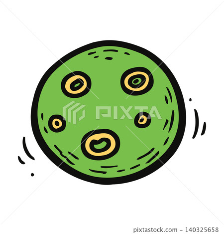 Green planet cartoon illustration with yellow details in motion Green planet cartoon illustration with yellow details in motion 140325658