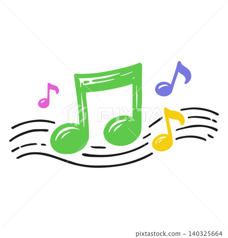 Colorful music notes doodle illustration for music education materials 140325664